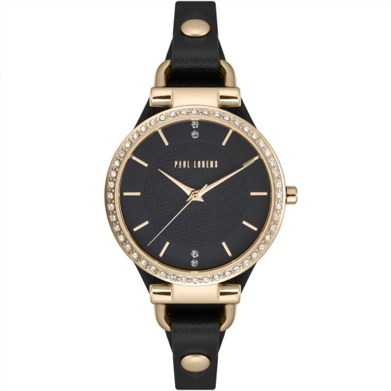 Zegarek Damski Paul Lorens PL13922A-1A2 na pasku skórzanym w kolorze Złoty/Czarny o szerokości 8/8mm