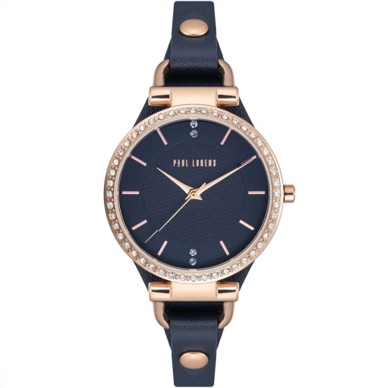 Zegarek Damski Paul Lorens PL13922A-6F3 na pasku skórzanym w kolorze Różowe Złoto/Granatowy o szerokości 8/8mm