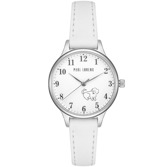 Zegarek Damski Paul Lorens PL12491A2-3C1 na pasku skórzanym w kolorze Srebrny/Biały o szerokości 12/10mm