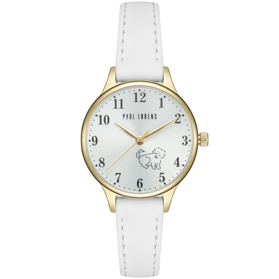 Zegarek Damski Paul Lorens PL12491A2-3C2 na pasku skórzanym w kolorze Złoty/Biały o szerokości 12/10mm
