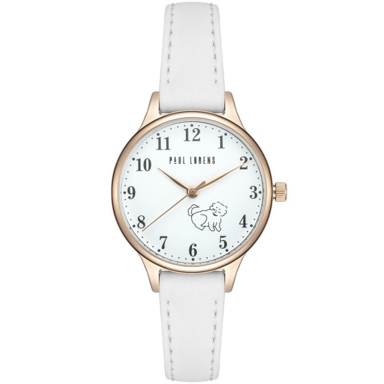 Zegarek Damski Paul Lorens PL12491A2-3C2-3 na pasku skórzanym w kolorze Różowe Złoto/Biały o szerokości 12/10mm
