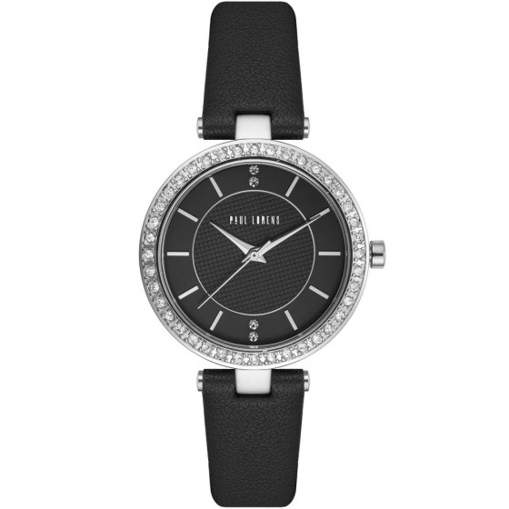 Zegarek Damski Paul Lorens PL10995A2-1A1 na pasku skórzanym w kolorze Srebrny/Czarny o szerokości 14/12mm