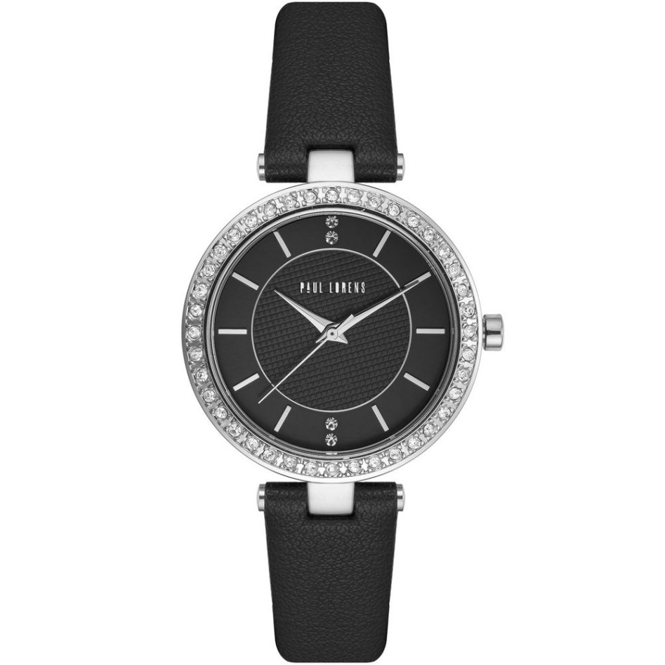 Zegarek Damski Paul Lorens PL10995A2-1A1 na pasku skórzanym w kolorze Srebrny/Czarny o szerokości 14/12mm
