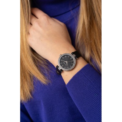 Zegarek Damski Paul Lorens PL10995A2-1A1 na pasku skórzanym w kolorze Srebrny/Czarny o szerokości 14/12mm