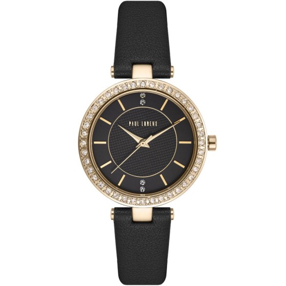 Zegarek Damski Paul Lorens PL10995A2-1A2 na pasku skórzanym w kolorze Złoty/Czarny o szerokości 14/12mm