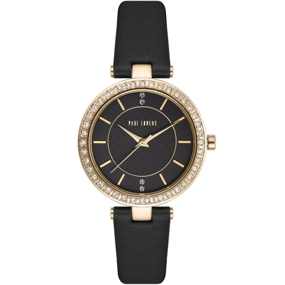 Zegarek Damski Paul Lorens PL10995A2-1A2 na pasku skórzanym w kolorze Złoty/Czarny o szerokości 14/12mm
