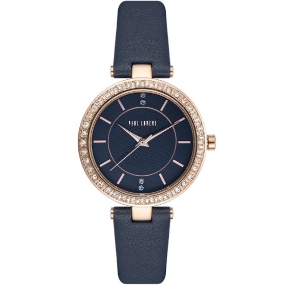 Zegarek Damski Paul Lorens PL10995A2-6F3 na pasku skórzanym w kolorze Różowe Złoto/Granatowy o szerokości 14/12mm