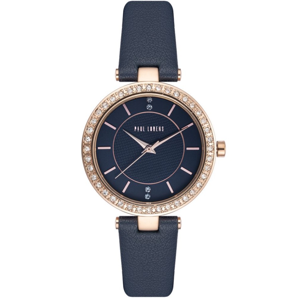 Zegarek Damski Paul Lorens PL10995A2-6F3 na pasku skórzanym w kolorze Różowe Złoto/Granatowy o szerokości 14/12mm