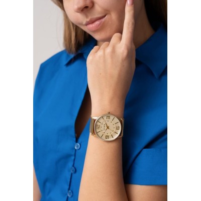 Zegarek Damski Paul Lorens PL1874B2-4D1 na bransolecie mesh w kolorze Złoty/Złoty o szerokości 24/22mm