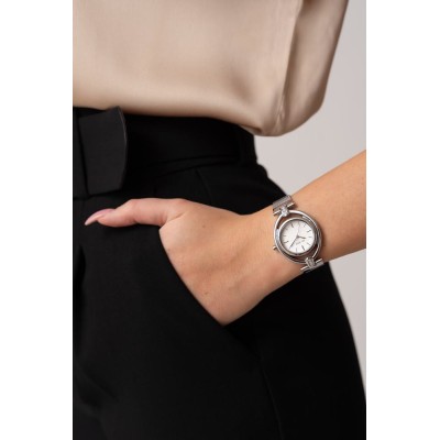 Zegarek Damski Paul Lorens PL13628B-3C1 na bransolecie mesh w kolorze Srebrny/Srebrny o szerokości 14/12mm