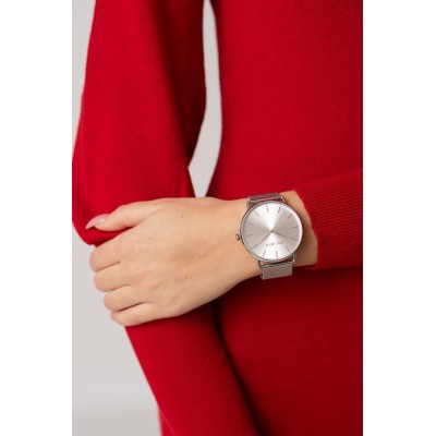 Zegarek Damski Paul Lorens PL13032B-3C1 na bransolecie mesh w kolorze Srebrny/Srebrny o szerokości 20/20mm