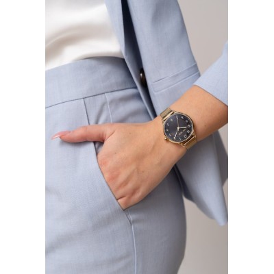 Zegarek Damski Paul Lorens PL12189B-1D1 na bransolecie mesh w kolorze Złoty/Złoty o szerokości 14/12mm