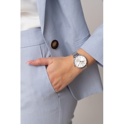 Zegarek Damski Paul Lorens PL12189B-3C1 na bransolecie mesh w kolorze Srebrny/Srebrny o szerokości 14/12mm