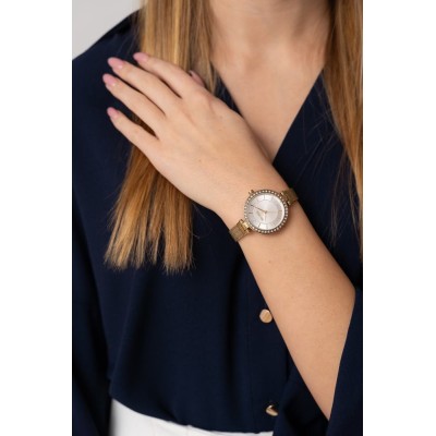 Zegarek Damski Paul Lorens PL10995B-3D1 na bransolecie mesh w kolorze Złoty/Złoty o szerokości 10/10mm