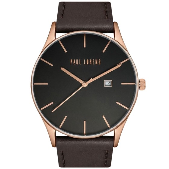 Zegarek Męski Paul Lorens PL7028A2-1B1 na pasku skórzanym w kolorze Miedziany/Brązowy o szerokości 24/22mm